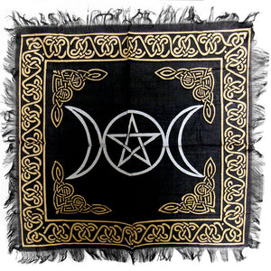 Triple Moon Altar Cloth (18 Inches) - Silver and Gold