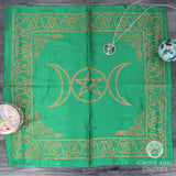 Green Triple Moon Altar Cloth (21 Inches)