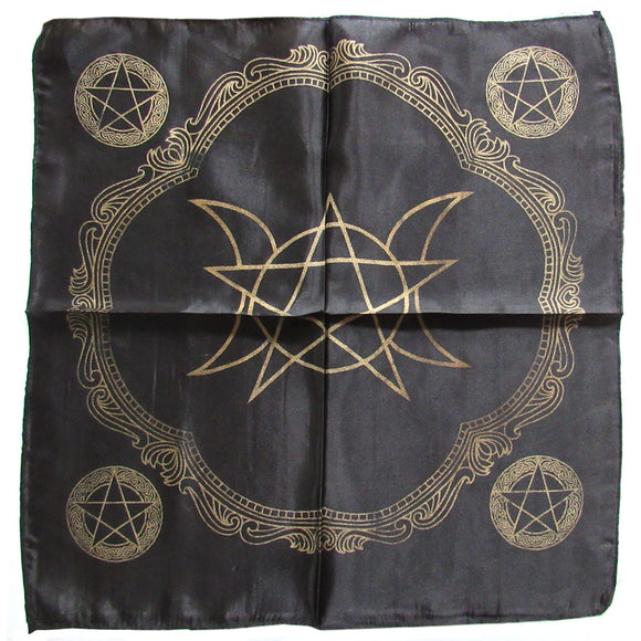 Triple Moon Altar Cloth with Pentagrams (21 Inches)