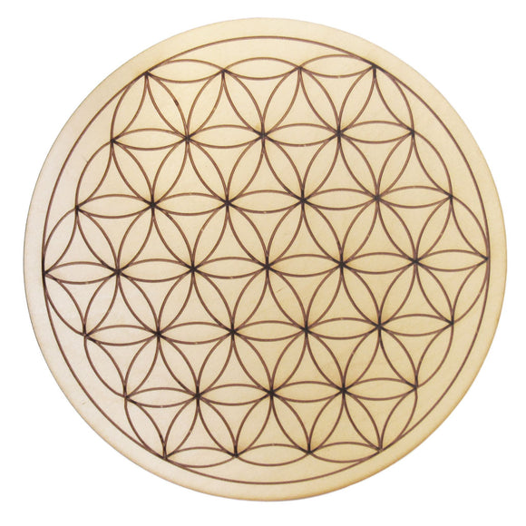 Flower of Life Altar Tile on Birch Wood (10 Inches)