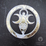 Triple Moon Goddess Altar Tile (White with Gold)