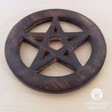 Wooden Pentagram Altar Tile (4 Inches)
