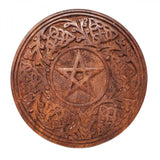 Carved Wooden Pentagram Altar Tile (6 Inches)