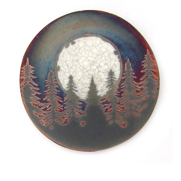 Full Moon Raku Altar Tile (4 Inches)