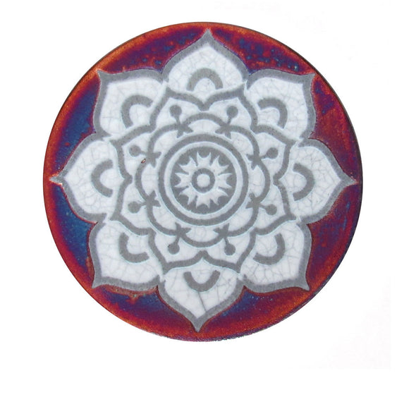 Lotus Raku Altar Tile (4 Inches)