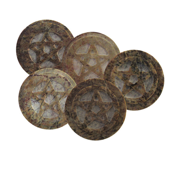 Pentagram Stone Altar Tile (3 Inches)