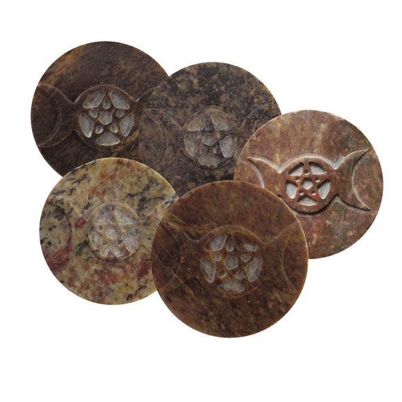Triple Moon Stone Altar Tile (3 Inches)