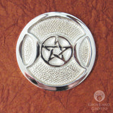 Silver-Plated Triple Moon Altar Tile (3 Inches)