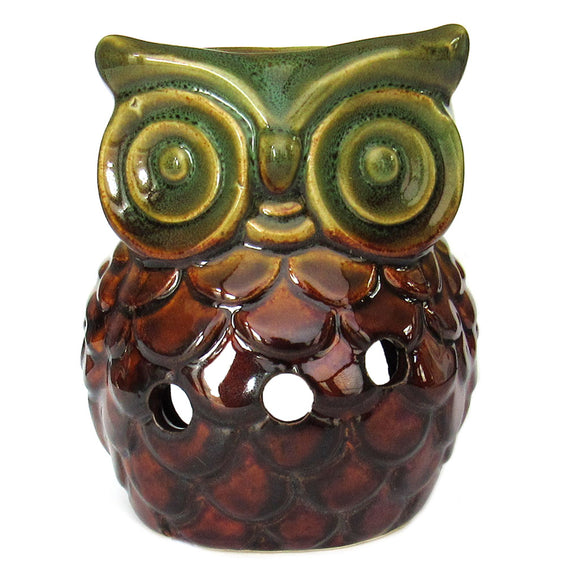 Owl Ceramic Oil Diffuser (Green/Brown)