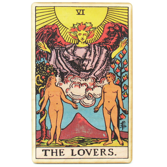 Tarot Art Print on Wood (The Lovers)