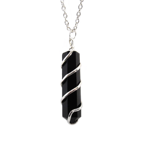Wire-Wrapped Black Obisidian Pendant