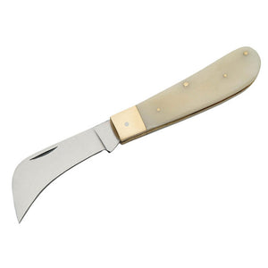 Folding Boline with White Bone Handle (4 Inches)