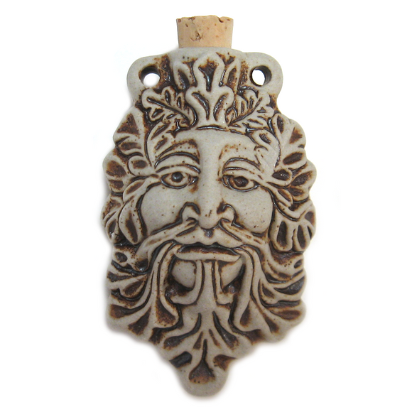 Green Man Ceramic Bottle