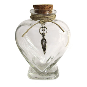 Heart-Shaped Witch Bottle with Goddess Charm