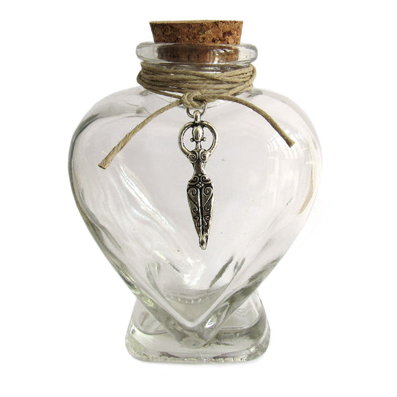 Heart-Shaped Witch Bottle with Goddess Charm