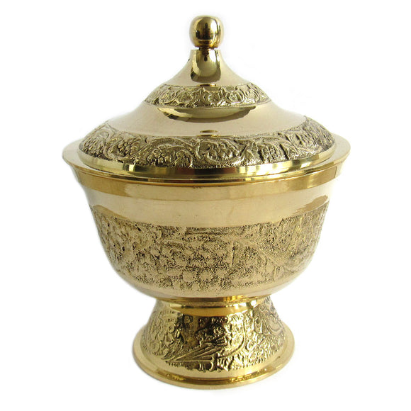Ornate Brass Bowl with Lid
