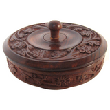 Carved Wooden Bowl with Lid