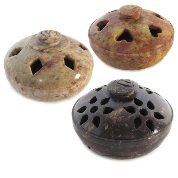 Carved Stone Dish with Lid (Clearance)