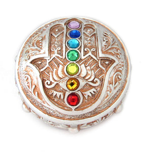 Hamsa Trinket Box with Chakra Gems