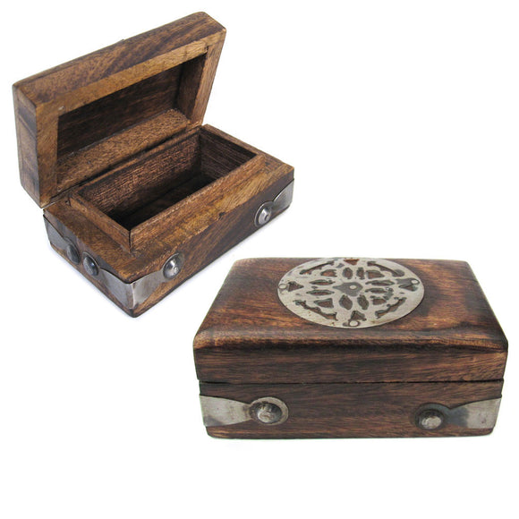 Mini Trinket Box with Metal Trim (Celtic Wheel)