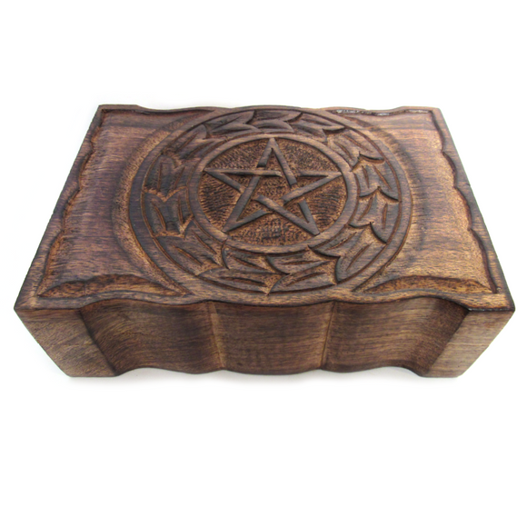 Pentagram Carved Wooden Box