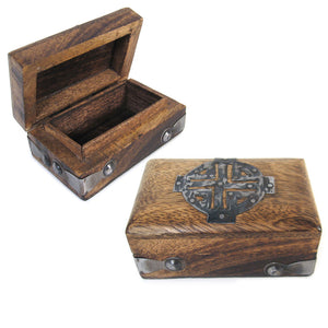 Mini Trinket Box with Metal Trim (Celtic Cross)