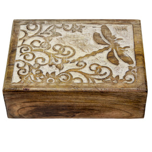 Carved Wooden Dragonfly Box