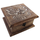 Day of the Dead Carved Wood Box