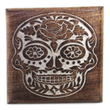 Day of the Dead Carved Wood Box