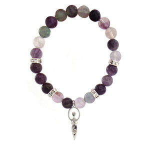 Fluorite and Amethyst Beaded Bracelet with Goddess Charm