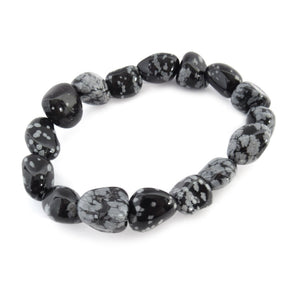 Tumbled Snowflake Obsidian Bracelet