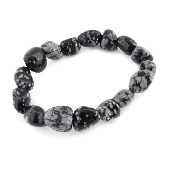 Tumbled Snowflake Obsidian Bracelet