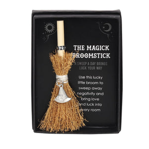 Mini Magick Broomstick with Witch's Hat Charm