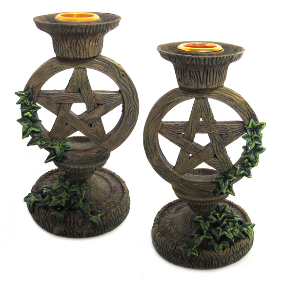 Pentagram and Ivy Candle Holders (Set of 2)