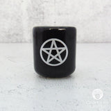 Pentacle Ceramic Chime Candle Holder (Black with Silver)