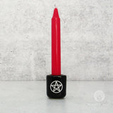 Pentacle Ceramic Chime Candle Holder (Black with Silver)