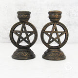 Wiccan Pentagram Candle Holders (Set of 2)