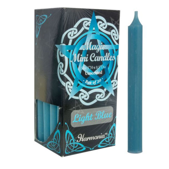 Light Blue Mini Candles (Box of 20)