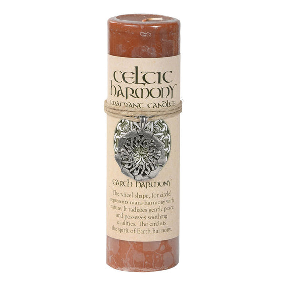 Celtic Harmony Pillar Candle with Pewter Pendant (Earth Harmony)
