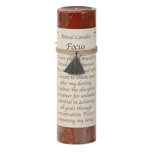 Focus Pillar Candle with Pewter Pendant