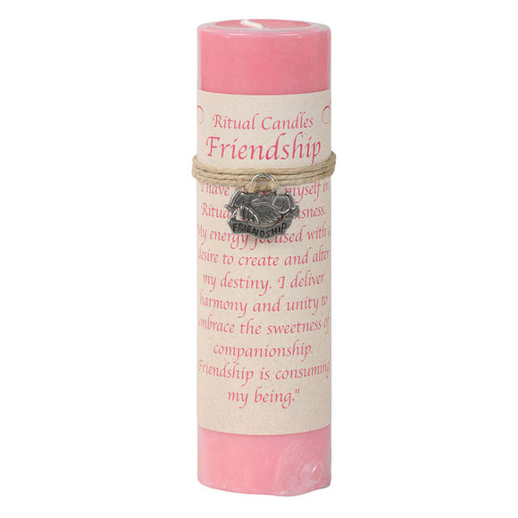 Friendship Pillar Candle with Pewter Pendant