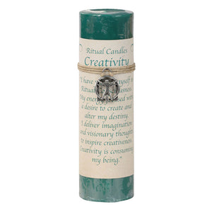 Creativity Pillar Candle with Pewter Pendant