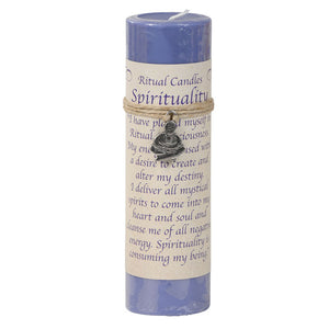 Spirituality Pillar Candle with Pewter Pendant