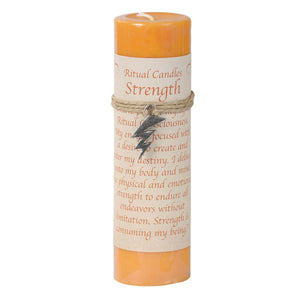 Strength Pillar Candle with Pewter Pendant