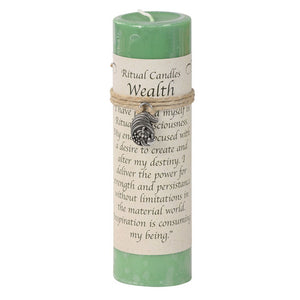 Wealth Pillar Candle with Pewter Pendant