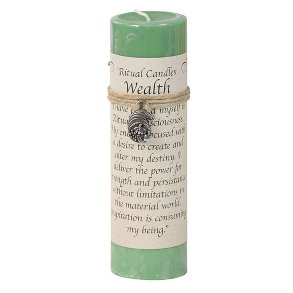 Wealth Pillar Candle with Pewter Pendant