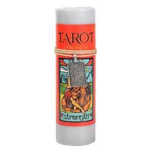 Strength Tarot Pillar Candle with Pewter Pendant