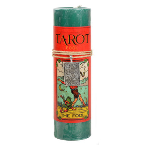 The Fool Tarot Pillar Candle with Pewter Pendant