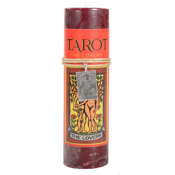 The Lovers Tarot Pillar Candle with Pewter Pendant