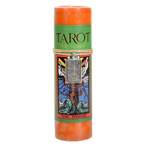 The Tower Tarot Pillar Candle with Pewter Pendant
